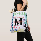 drievoudig gespleten muzieknoot monogram met kleur tote bag (Dichtbij)