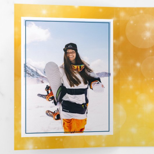 Drievoudig Gold-kerst met dubbele kerstkaart Drieluik Wenskaart (Binnenzijde eerst)