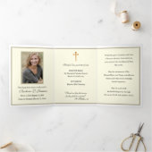 Drievoudig Guadalupe-Rozen katholieke begrafenis M Drieluik Kaart (Binnen)