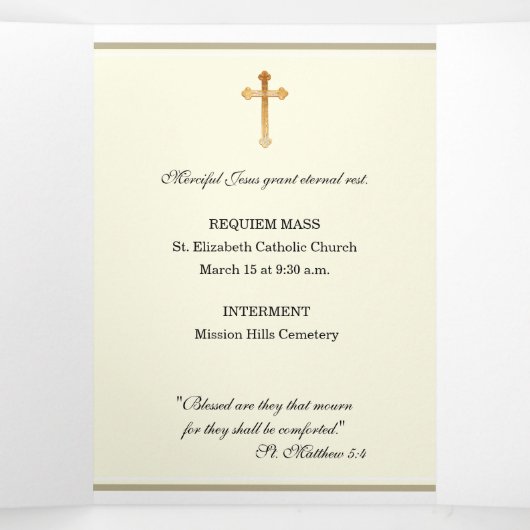 Drievoudig Guadalupe-Rozen katholieke begrafenis M Drieluik Kaart (Binnenkant midden)