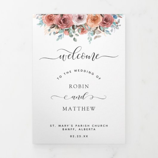 Drievoudig huwelijksprogramma en Waterverf Tijdlij Drieluik Kaart (Cover)