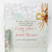 Drievoudig in één cactus huwelijksuitnodiging drieluik programma (Binnenzijde eerst)