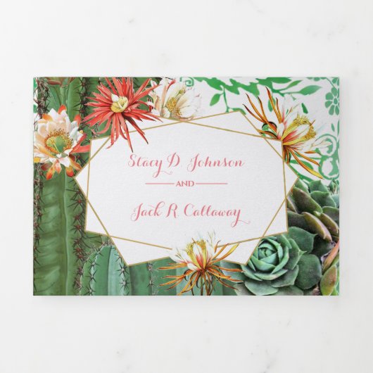 Drievoudig in één cactus huwelijksuitnodiging drieluik programma (Cover)