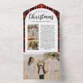 Drievoudig kerstfotokaartje voor Red Pset All In One Uitnodiging (Binnen)