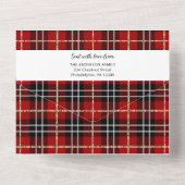 Drievoudig kerstfotokaartje voor Red Pset All In One Uitnodiging (Achterkant)