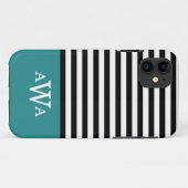 Drievoudig Letter Monogram Blauwgroen Zwart Witte  Case-Mate iPhone Case (Achterkant (horizontaal))