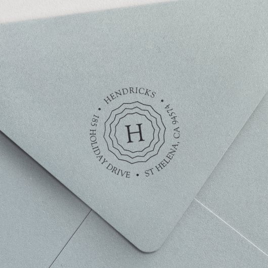 Drievoudig Lijst Monogram Rondretouradres Zelfinktende Stempel