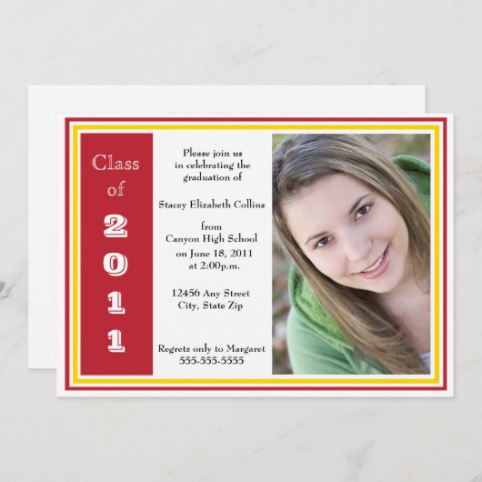 Drievoudig Lijsten Afstuderen (rood en goud) Kaart (Voorkant / Achterkant)