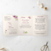 Drievoudig Lila Roos Weddenschap Drieluik Uitnodiging (Binnen)