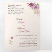 Drievoudig Lila Roos Weddenschap Drieluik Uitnodiging (Binnenzijde eerst)