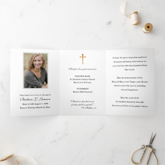 Drievoudig Maagd Maria Katholieke Funeral Heilige  Drieluik Kaart (Binnen)