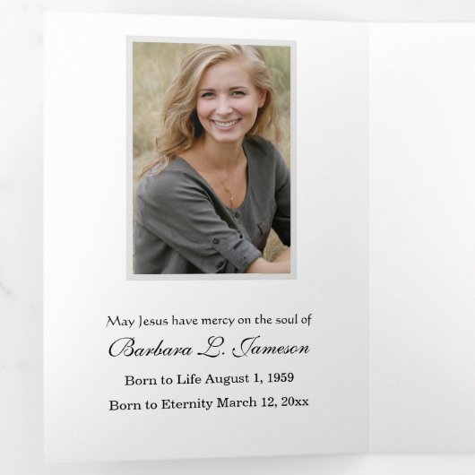 Drievoudig Maagd Maria Katholieke Funeral Heilige  Drieluik Kaart (Binnenzijde eerst)