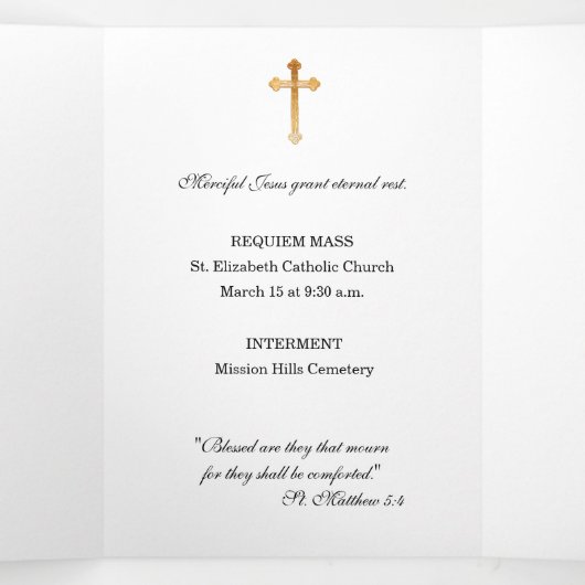 Drievoudig Maagd Maria Katholieke Funeral Heilige  Drieluik Kaart (Binnenkant midden)