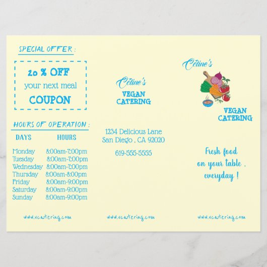 Drievoudig menu Restaurant Brochure met Coupon (Voorkant)