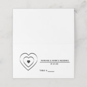 Drievoudig nummer van de zwarte witte bruiloft plaatskaartje (Buitenkant ongevouwen)