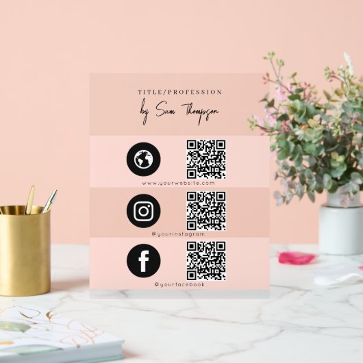Drievoudig pictogram & QR Code Business Social Med Acryl Bord (Huwelijk)