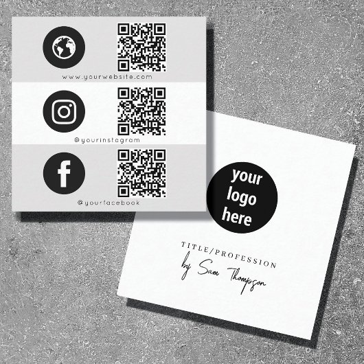 Drievoudig pictogram & QR Code Business Social Med Contactkaartje