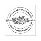 Drievoudig Pijl-Roos Bloemen Kolom Ronde Adres Zelfinktende Stempel (Design)
