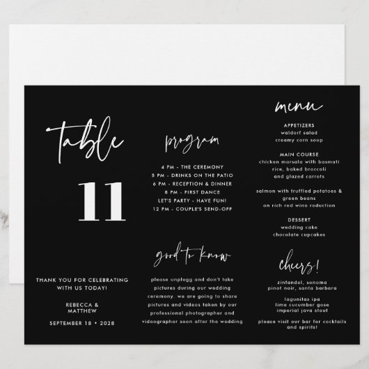 Drievoudig programma van het moderne Black Wedding (Voorkant / Achterkant)