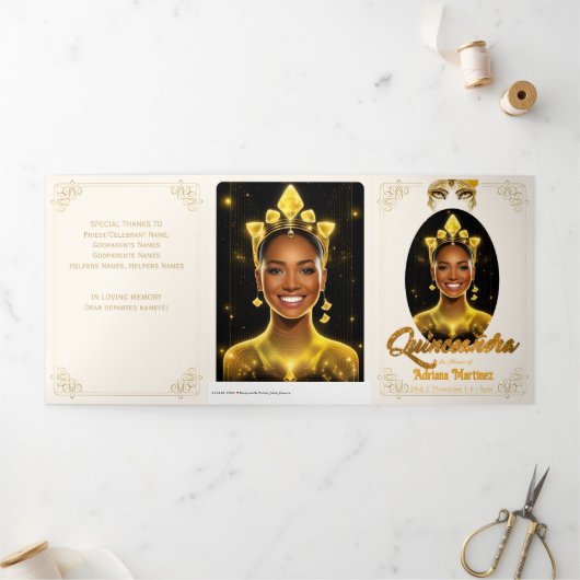 Drievoudig Quinceañera-programma Drieluik Wenskaart (Buitenkant)