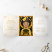 Drievoudig Quinceañera-programma Drieluik Wenskaart (Binnen)