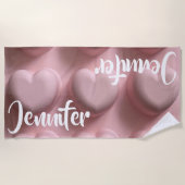 Drievoudig Roze Hart horizontaal aangepast Strandlaken (Voorkant)