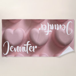 Drievoudig Roze Hart horizontaal aangepast Strandlaken