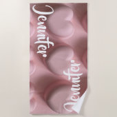 Drievoudig Roze Hart horizontaal aangepast Strandlaken (Voorkant)