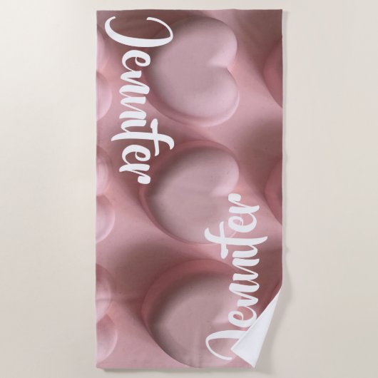 Drievoudig Roze Hart horizontaal aangepast Strandlaken (Voorkant)