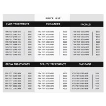 Drievoudig Salon Spa Professional Price List