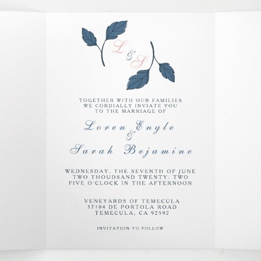 Drievoudig schrijven Vold Wedding Uitnodiging (Binnenkant midden)