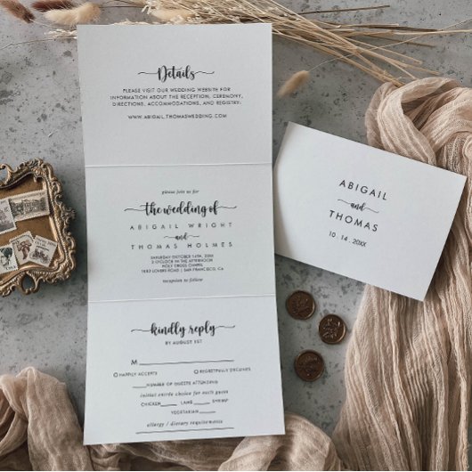 Drievoudig schrijven voor kalligrafie Vloeit de br Drieluik Uitnodiging