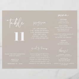 Drievoudig Taupe Wedding Menu