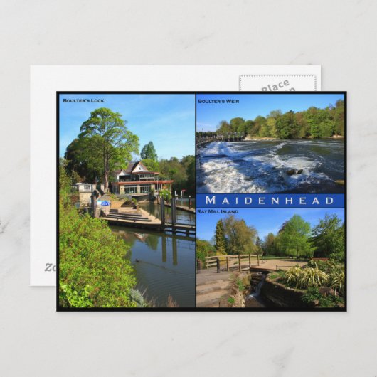 Drievoudig uitzicht briefkaart van Maidenhead (Voorkant / Achterkant)