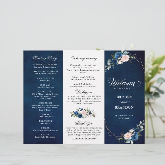 Drievoudig weddenschap tussen Navy Blue Blush Roos (Staand voorkant)