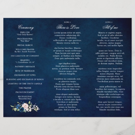 Drievoudig weddenschap tussen Navy Blue Blush Roos (Achterkant)