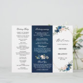Drievoudig weddenschap tussen Navy Blue Blush Roos (Staand voorkant)