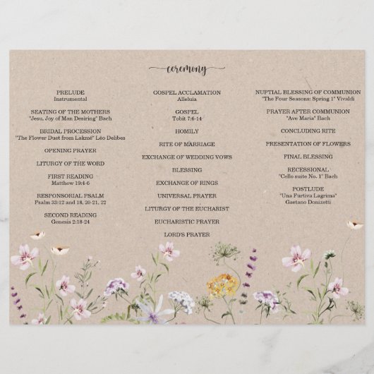 Drievoudig weddenschapsprogramma voor wilde bloeme flyer (Achterkant)