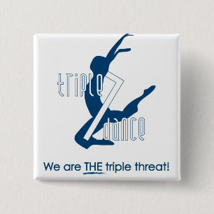 Drievoudige 7-dansknop vierkante button 5,1 cm