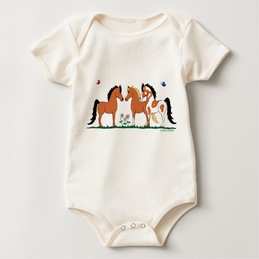 Drievoudige Baby Creeper van Amigos Horse Lover Romper (Voorkant)