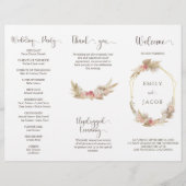 Drievoudige boho bloemenbruiloft programma Flyer (Voorkant)