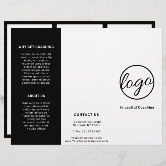 Drievoudige brochure aangepast zwart-wit Logo (Voorkant / Achterkant)