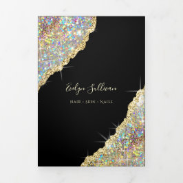 Drievoudige brochure goudhoudende glitter drieluik kaart