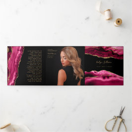 Drievoudige brochure magenta Red Agate Drieluik Kaart