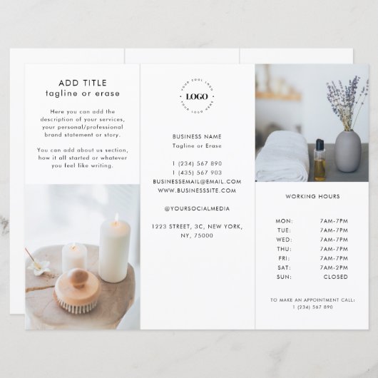 Drievoudige brochure voor aangepaste zakelijke Log (Voorkant / Achterkant)