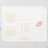 Drievoudige brochure voor roze en goudlegante vlin (Voorkant / Achterkant)