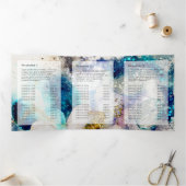 Drievoudige brochure waterverf blauwe goudglitter drieluik kaart (Binnen)