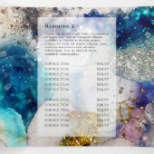 Drievoudige brochure waterverf blauwe goudglitter drieluik kaart (Binnenkant midden)