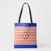 Drievoudige Diamant op Rode & Witte Strepen Tote Bag (Voorkant)