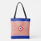 Drievoudige Diamant op Rode & Witte Strepen Tote Bag (Achterkant)
